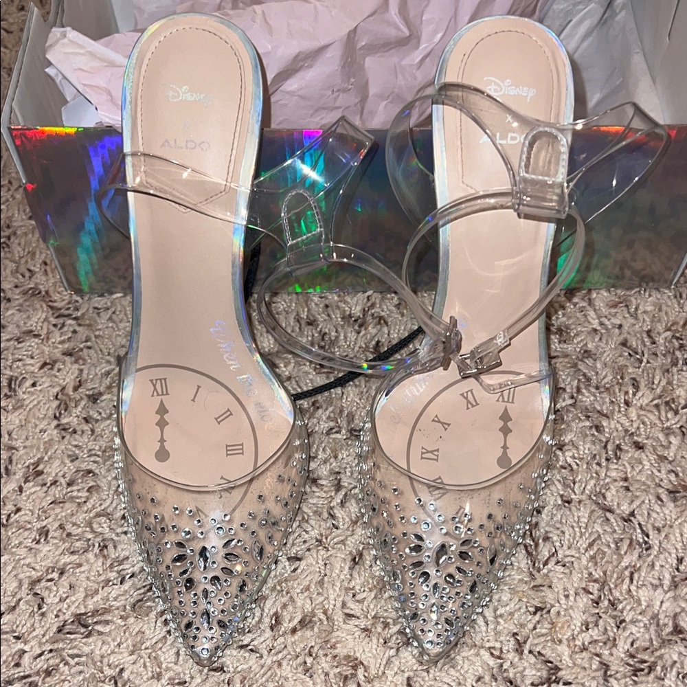 ALDO x Disney Cinderella Clear Crystal Pointed-Toe Slingback Heels
